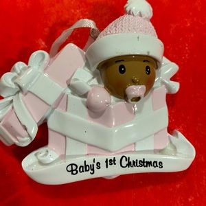 Item60 Personalized Ornament Baby’s first Christmas GIRL Afro-American Boy SOLD